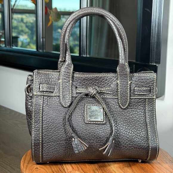 Dooney & Bourke Mini Pebbled Leather Tassel Satchel β Black - Picture 1 of 13